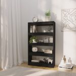 vidaXL Knižnica/deliaca stena, čierna 80x30x135 cm, kompozitné drevo – Obrázok 3