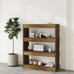 vidaXL Knižnica/rozdeľovač hnedý dub 80x30x103 cm spracované drevo – Obrázok 4