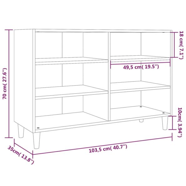 vidaXL Komoda, tmavý dub 103,5x35x70 cm, kompozitné drevo – Obrázok 6