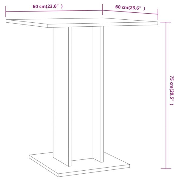 vidaXL Bistro stolík údený dub 60x60x75 cm spracované drevo – Obrázok 6