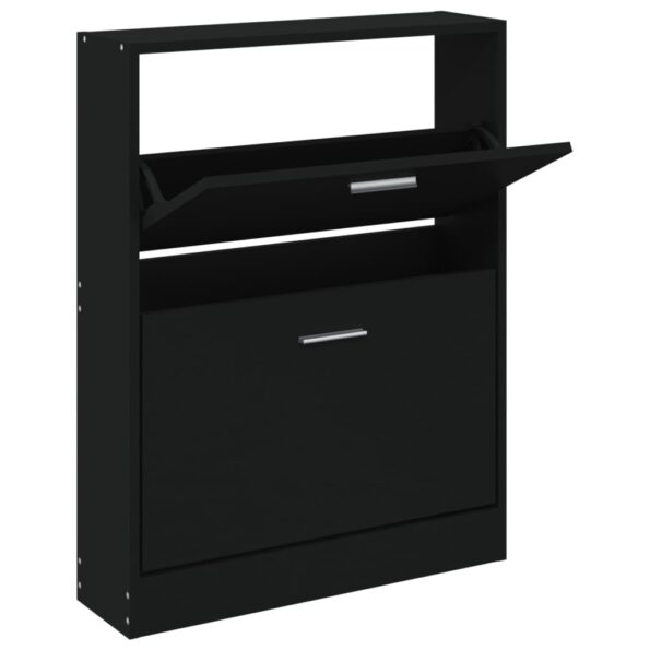 vidaXL Botník čierny 59x17x81 cm spracované drevo – Obrázok 2