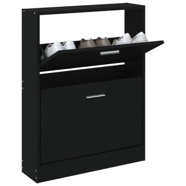 vidaXL Botník čierny 59x17x81 cm spracované drevo – Obrázok 3