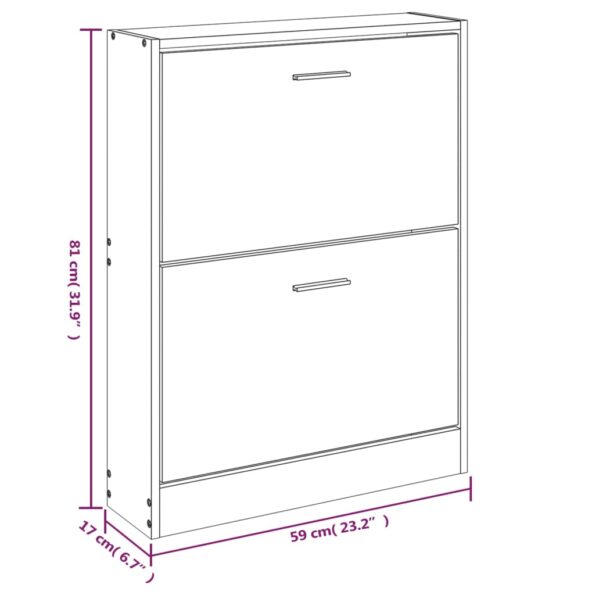 vidaXL Botník čierny 59x17x81 cm spracované drevo – Obrázok 8