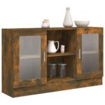 vidaXL Vitrína dymový dub 120x30,5x70 cm spracované drevo – Obrázok 6