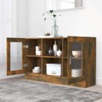 vidaXL Vitrína dymový dub 120x30,5x70 cm spracované drevo – Obrázok 8