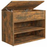 vidaXL Lavica na topánky dymový dub 60x30x45 cm spracované drevo – Obrázok 2