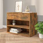 vidaXL Lavica na topánky dymový dub 60x30x45 cm spracované drevo – Obrázok 3