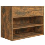 vidaXL Lavica na topánky dymový dub 60x30x45 cm spracované drevo – Obrázok 5