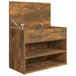 vidaXL Lavica na topánky dymový dub 60x30x45 cm spracované drevo – Obrázok 7