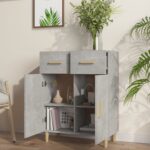 vidaXL Komoda betónovo sivá 69,5x34x89 cm spracované drevo – Obrázok 6