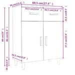 vidaXL Komoda betónovo sivá 69,5x34x89 cm spracované drevo – Obrázok 8