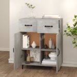 vidaXL Komoda betónovo sivá 69,5x34x90 cm kompozitné drevo – Obrázok 3