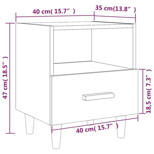 vidaXL Nočné stolíky 2 ks dymový dub 40x35x47 cm – Obrázok 8
