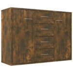 vidaXL Komoda dymový dub 88x30x65 cm spracované drevo – Obrázok 2