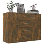 vidaXL Komoda dymový dub 88x30x65 cm spracované drevo – Obrázok 3