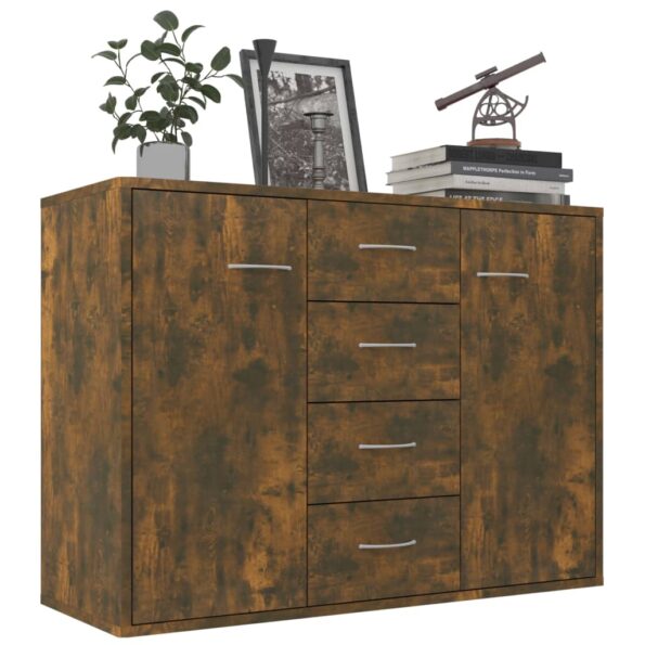 vidaXL Komoda dymový dub 88x30x65 cm spracované drevo – Obrázok 3