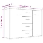 vidaXL Komoda dymový dub 88x30x65 cm spracované drevo – Obrázok 6