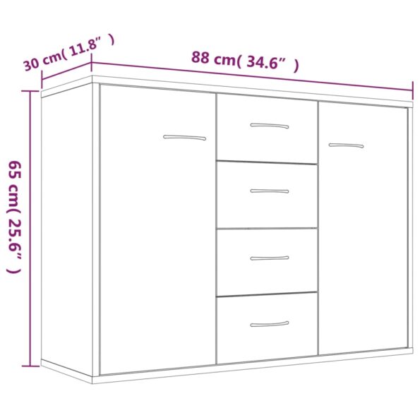 vidaXL Komoda dymový dub 88x30x65 cm spracované drevo – Obrázok 6