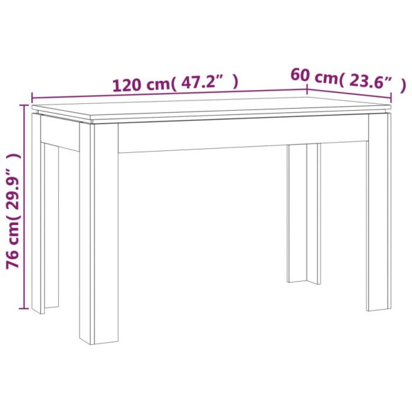 vidaXL Jedálenský stôl dymový dub 120x60x76 cm kompozitné drevo – Obrázok 6