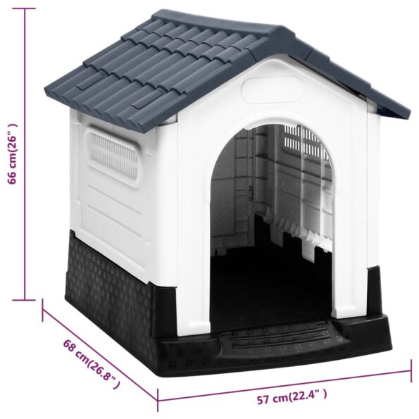 vidaXL Psí domček sivý 57x68x66 cm polypropylén – Obrázok 8