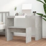 vidaXL Taburetka betónovo-sivá 70x35x45 cm spracované drevo – Obrázok 3