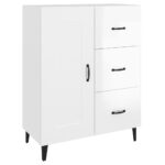 vidaXL Komoda lesklá biela 69,5x34x90 cm spracované drevo – Obrázok 2