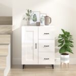 vidaXL Komoda lesklá biela 69,5x34x90 cm spracované drevo