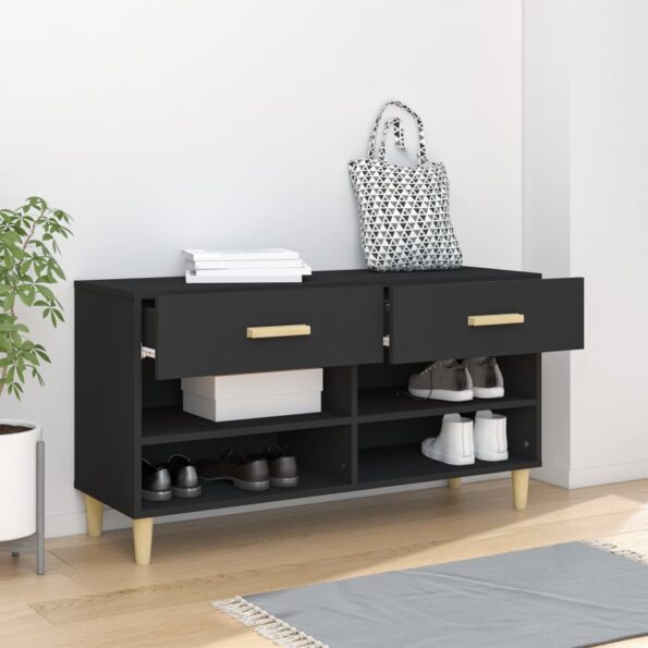 vidaXL Botník čierny 102x35x55 cm spracované drevo – Obrázok 3