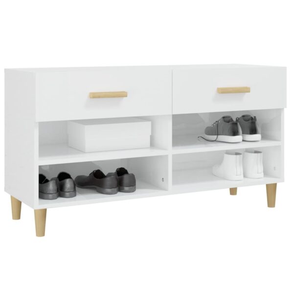 vidaXL Botník lesklý biely 102x35x55 cm spracované drevo – Obrázok 4