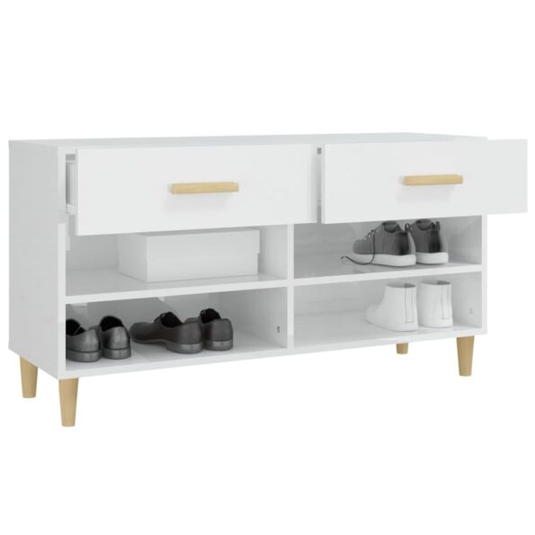 vidaXL Botník lesklý biely 102x35x55 cm spracované drevo – Obrázok 5
