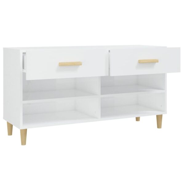 vidaXL Botník lesklý biely 102x35x55 cm spracované drevo – Obrázok 8
