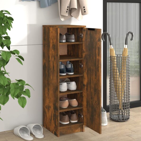 vidaXL Botník dymový dub 30x35x100 cm spracované drevo – Obrázok 3