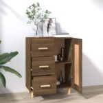 vidaXL Komoda hnedý dub 69,5x34x90 cm spracované drevo – Obrázok 3
