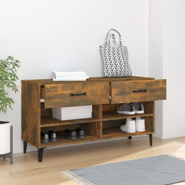 vidaXL Botník dymový dub 102x35x55 cm spracované drevo – Obrázok 3