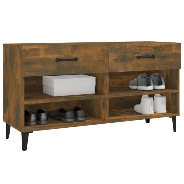 vidaXL Botník dymový dub 102x35x55 cm spracované drevo – Obrázok 4