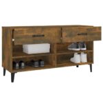 vidaXL Botník dymový dub 102x35x55 cm spracované drevo – Obrázok 5