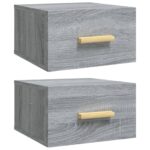 vidaXL Nástenné nočné stolíky 2 ks sivé sonoma 35x35x20 cm – Obrázok 2