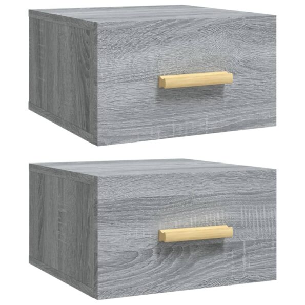 vidaXL Nástenné nočné stolíky 2 ks sivé sonoma 35x35x20 cm – Obrázok 2