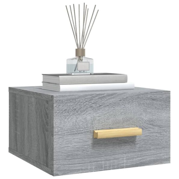 vidaXL Nástenné nočné stolíky 2 ks sivé sonoma 35x35x20 cm – Obrázok 4