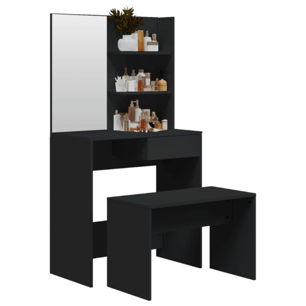 vidaXL Sada toaletného stolíka čierna 74,5x40x141 cm – Obrázok 3