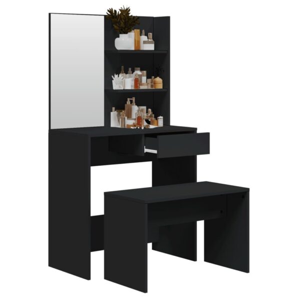 vidaXL Sada toaletného stolíka čierna 74,5x40x141 cm – Obrázok 4