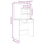 vidaXL Sada toaletného stolíka čierna 74,5x40x141 cm – Obrázok 9