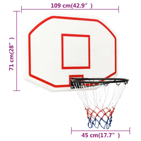 vidaXL Basketbalová doska biela 109x71x3 cm polyetén – Obrázok 7