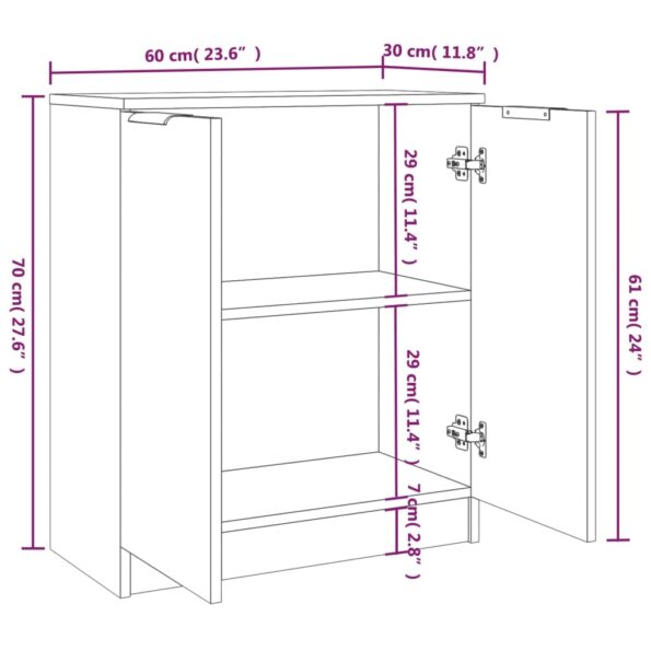 vidaXL Komody 2 ks dymový dub 60x30x70 cm spracované drevo – Obrázok 6