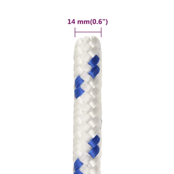 vidaXL Lodné lano biele 14 mm 100 m polypropylén – Obrázok 6