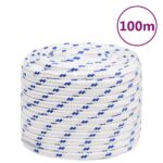vidaXL Lodné lano biele 18 mm 100 m polypropylén