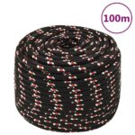 vidaXL Lodné lano čierne 14 mm 100 m polypropylén