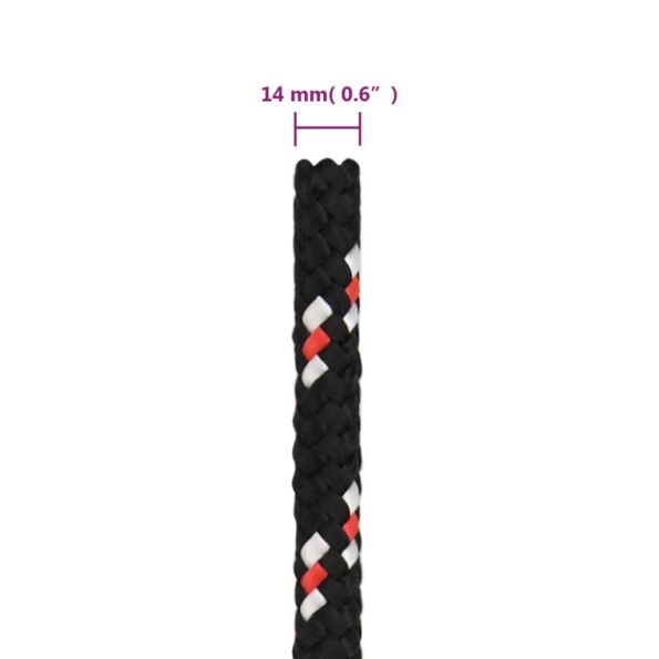 vidaXL Lodné lano čierne 14 mm 100 m polypropylén – Obrázok 6