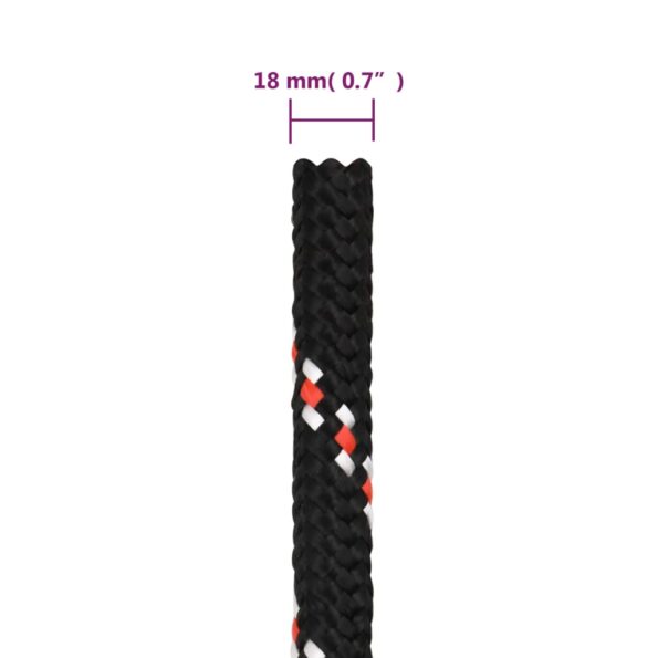 vidaXL Lodné lano čierne 18 mm 100 m polypropylén – Obrázok 6
