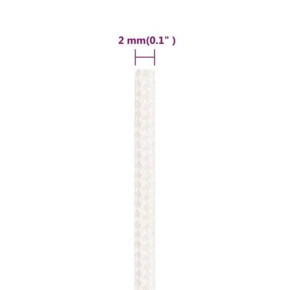 vidaXL Lodné lano biele 2 mm 50 m polypropylén – Obrázok 6